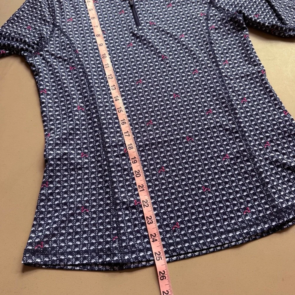 Callaway Flamingo Quarter Zip Pullover Womens M Navy Blue Golf Summer preppy - Picture 6 of 7